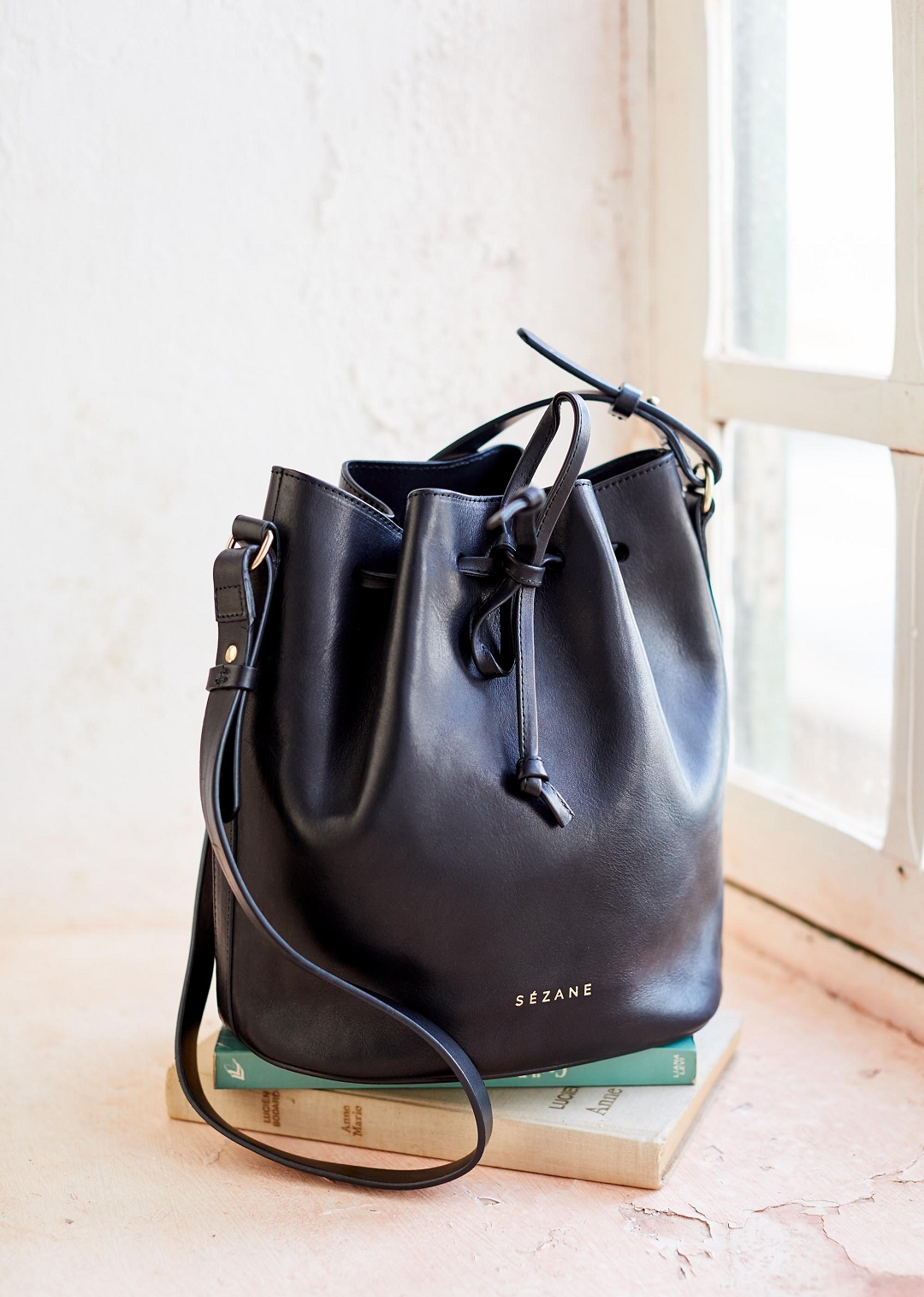 sac bourse cuir noir