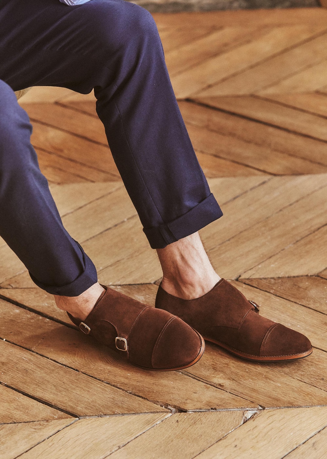 derbies à boucle cuir nubuck